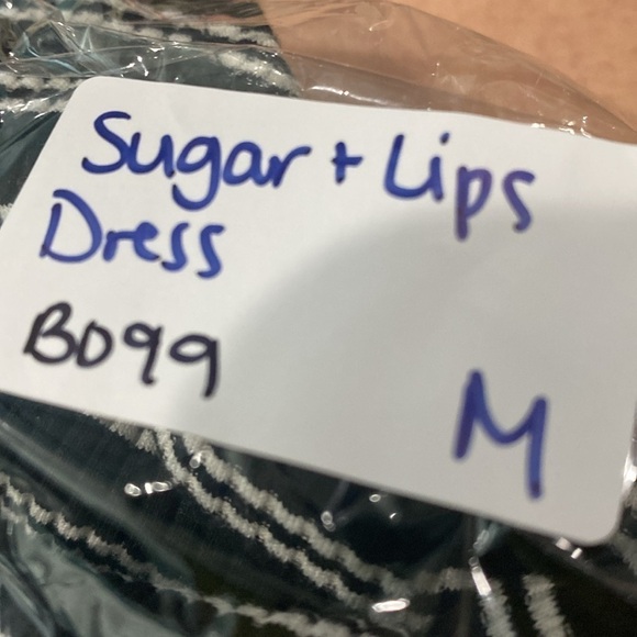 Sugar + Lips Cold Shoulder Striped Midi Dress Size M Drop Shoulder - Picture 11 of 11